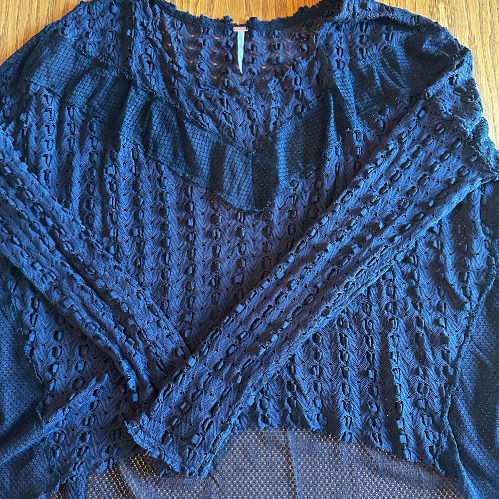 Free People Mesh long sleeved blouse
